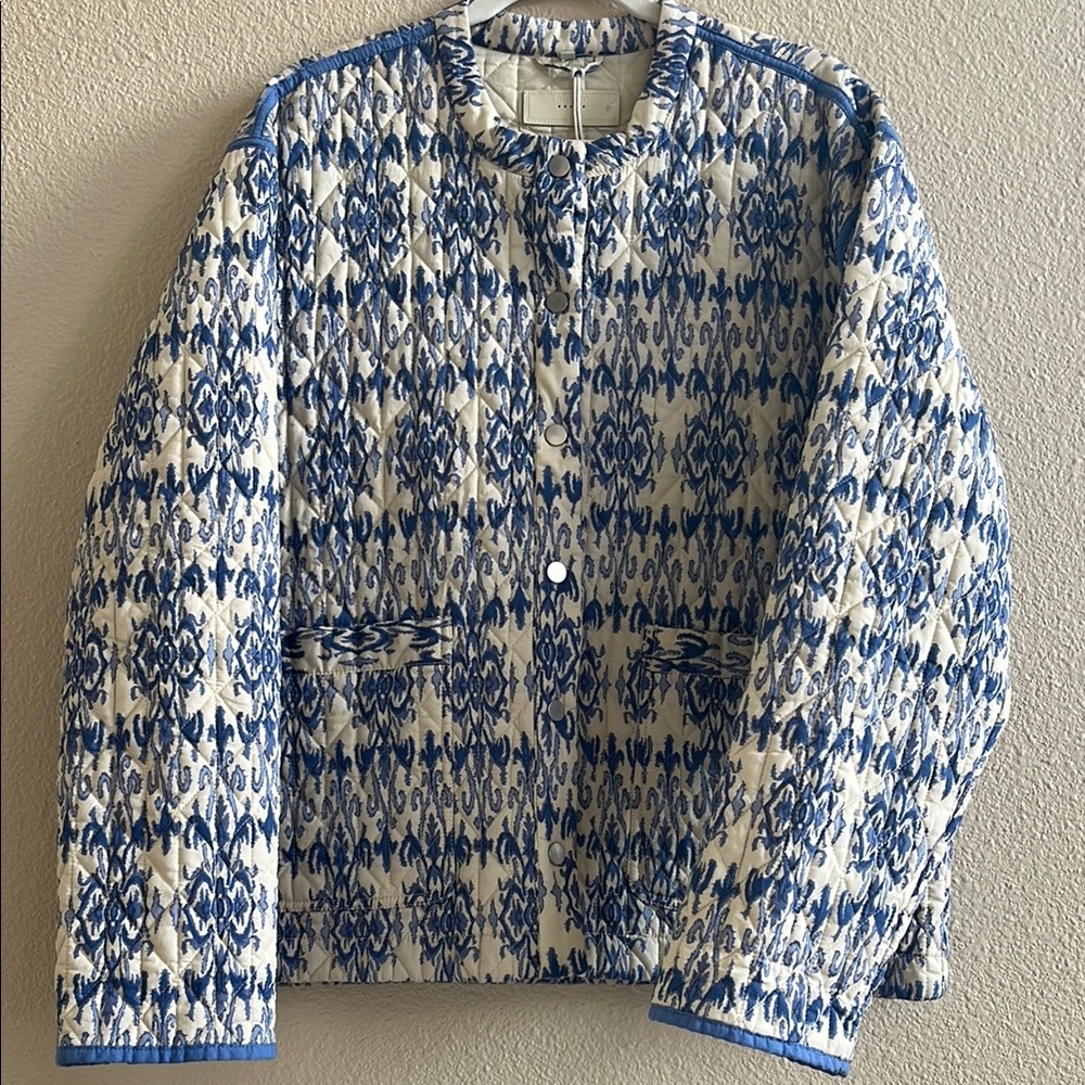 Blank NYC Blue and Cream Quilted Jacket